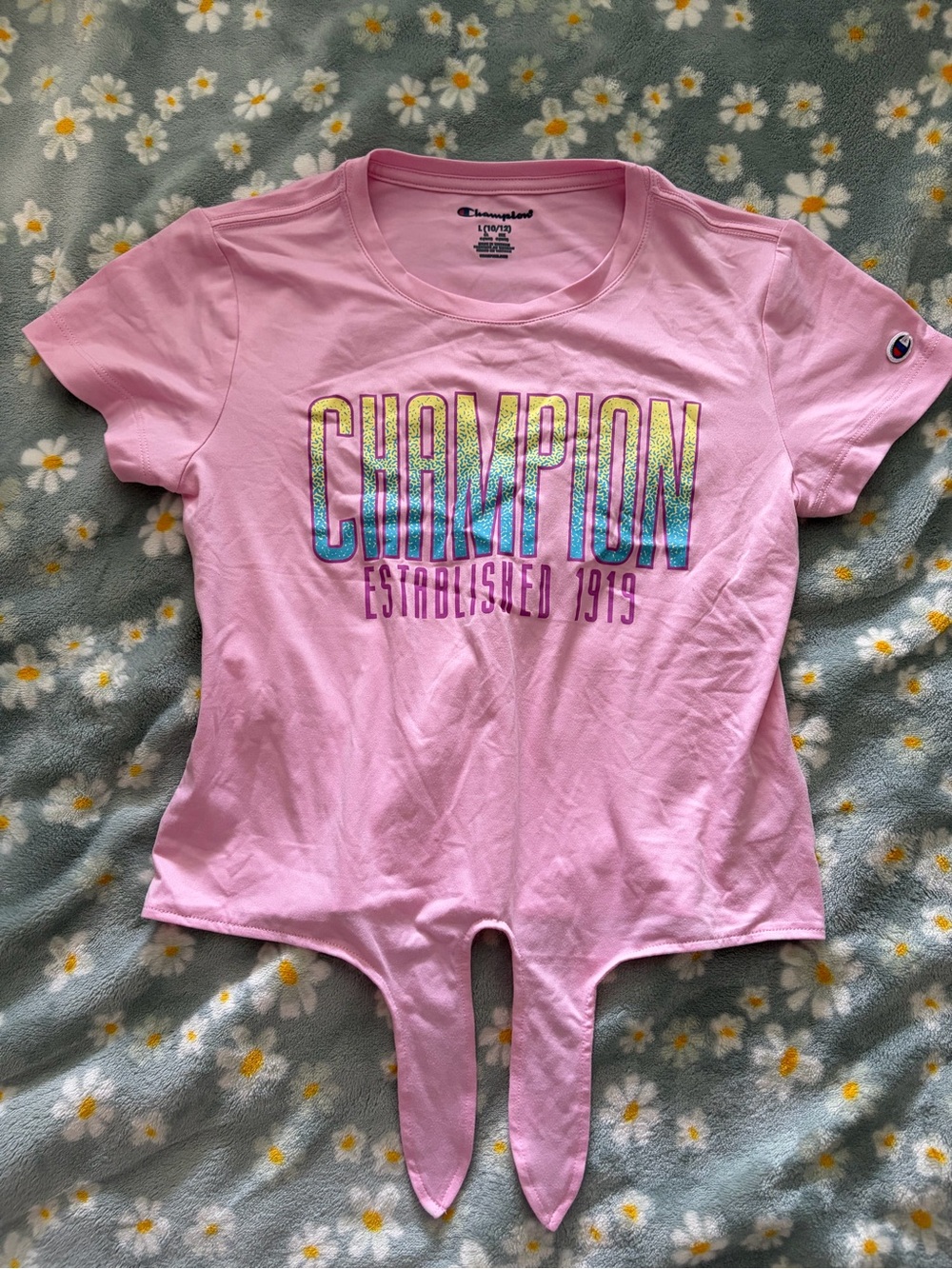 Champion Girls' Pink Graphic Tie-Front Tee